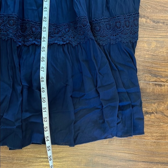 NWT Davi & Dani Dark Blue Lace-Trimmed Maxi Dress - Picture 12 of 13